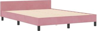 vidaXL Estructura De Cama Con Cabecera Rosa 140 X 190 Cm Terciopelo Vidaxl