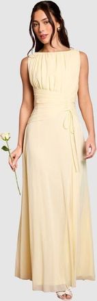 Coast Mesh Ruched Waist Maxi Dress in Lemon at Nordstrom, Size 14