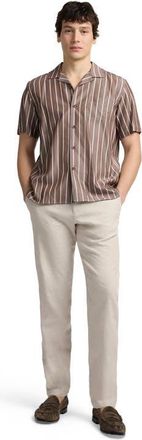 Onia Tencel Convertible Vacation Shirt in Tan/white at Nordstrom, Size Xx-Large