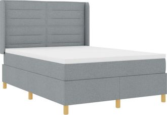 vidaXL Box Spring Bed with Mattress Light Grey 140 x 190 cm Fabric vidaXL