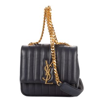 Saint Laurent Pre-owned Womens Vicky Chain Flap Crossbody Shoulder Bag - Black - One Size