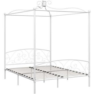 vidaXL Estructura de cama con dosel sin colchón metal blanco 180x200cm Vidaxl