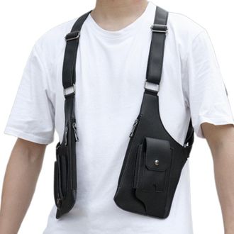 Generic Double Shoulder Armpit Bag, Adjustable PU Leather Shoulder Tacticals Bag, Hidden Underarm Holster, Multi Function, For Most Kinds Of, Outdoor Mobile P