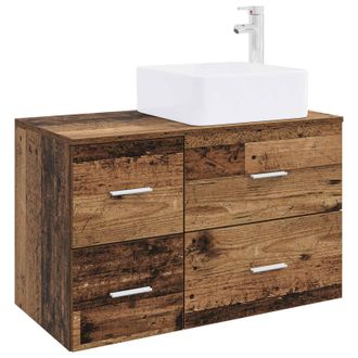 vidaXL Juego De Muebles De Ba&ntilde;o 2 Pcs Madera Envejecida Vidaxl