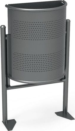 OEM Papelera De Calle Urbana De Forma Semicircular, Gris, 30 L