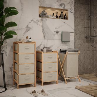 Vicco Conjunto De Muebles De Cuarto De Ba&ntilde;o Bruno, Beige, 3 Partes