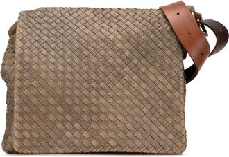 Bottega Veneta Pre-owned Womens Woven Leather Crossbody Bag - Sage Green - One Size