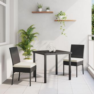 Berkfield Home 3 Piece Garden Dining Set Black Poly Rattan