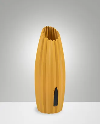 Fabas Luce Lampada Da Tavolo Nadine In Metallo E Plastica Vegetale, Luce Senape 10w G9, Regolazione Al Tocco, Ip20, H30cm - Design Moderno Sostenibile