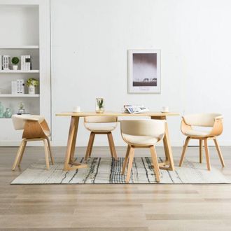 vidaXL Vidaxl - Sedie da Pranzo 4 pz in Legno Curvato e Similpelle Crema