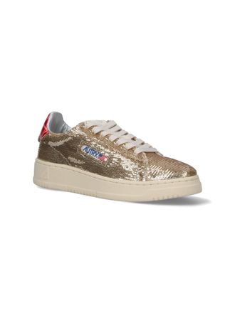 Autry Sequin-Embellished Low-Top Sneaker - Gold