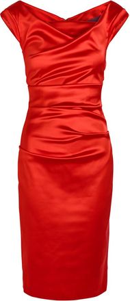 Talbot Runhof Gathered Satin Midi Dress - Red - 38 (UK12 / M)