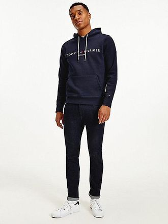 Tommy Hilfiger Sudadera de felpa de algodón elástico con capucha y logo