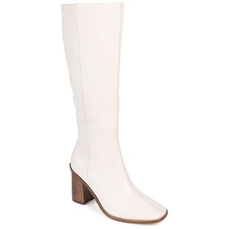 Journee Collection Womens Genuine Leather Tamori Square Toe Inside Zip Knee High Boots