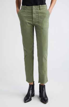 Nili Lotan Jenna Raw Hem Crop Cotton Stretch Twill Pants in Camo at Nordstrom, Size 8