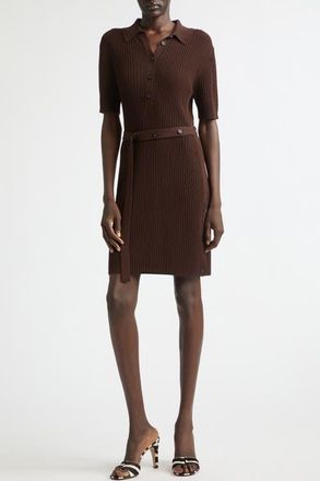 Ferragamo Rib Polo Dress in Expresso at Nordstrom, Size Medium