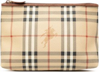 Burberry Pouch in tela cerata con motivo Haymarket Check 2000-2017 - Marrone