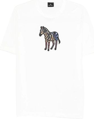 Paul Smith Zebra Katoenen T-Shirt - Heren - T-shirts - Wit - M - Katoen - Tops
