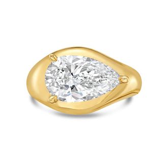 Diana M. Jewels 18KT YELLOW GOLD LAB GROWN PEAR SHAPE DIAMOND FASHION RING WEIGHING 6.00 CTS TW