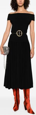 Norma Kamali Womens Pleated Midi Skirt - Black - Size X-Small