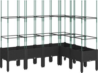 vidaXL Jardinera Con Enrejado Pp Negro 160x120x142,5 Cm Vidaxl