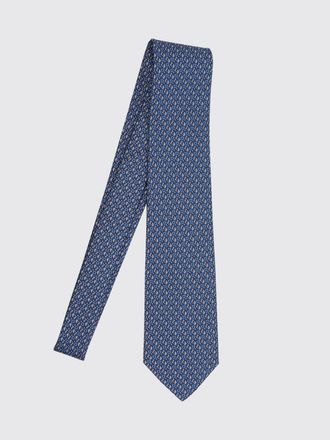 Ferragamo Graphic Print Silk Tie with Gancini Motif