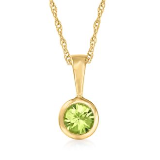 RS Pure Ross-Simons Peridot Pendant Necklace in 14kt Yellow Gold. 16 inches
