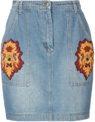 Manoush Denim Tiger Patch Skirt Size XS