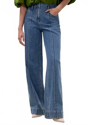 Rebecca Taylor Wide Leg Denim Pant In Dax Wash