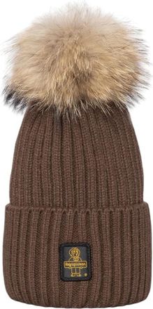 RefrigiWear Beanie met Bont Pompon - unisex - Hoeden - Bruin - ONE Size - Accessoires