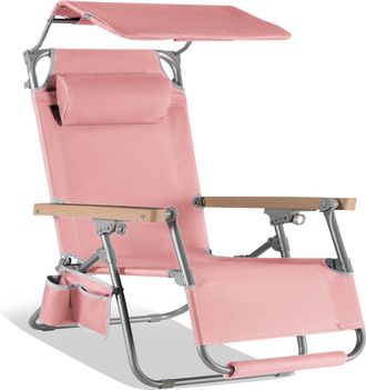Best Choice Products Zero Gravity Beach Chair with Canopy, Folding Reclining Camp Chair, Carry Straps