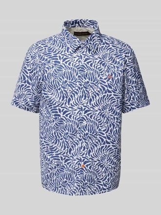 Napapijri Slim Fit Freizeithemd mit Logo-Stitching in Marine, Gr&ouml;&szlig;e XXXL