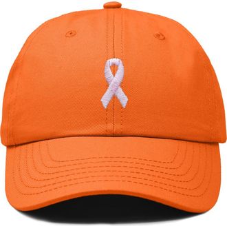 Dalix Pink Ribbon Dad Cap in Orange at Nordstrom