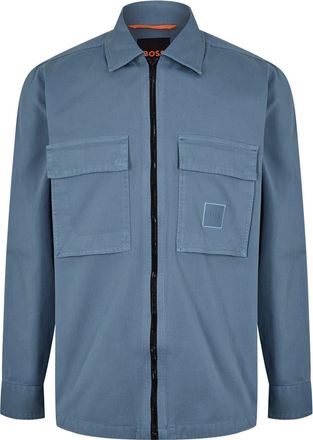 HUGO BOSS Mens Regular Fit Overshirt Jacket in Open Blue 472 - Size Small