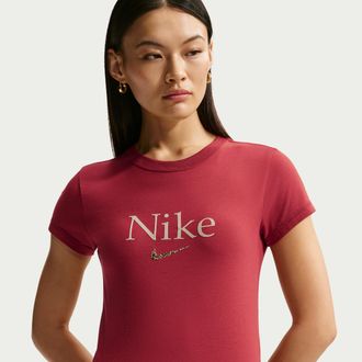Nike Womens Nike Sportswear Cropped T-Shirt in Red | IQ0680-613