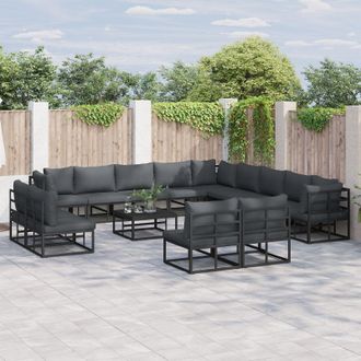 Berkfield Home Garden Sofa Set 14 pcs Black 70 x 70 x 32 cm Aluminium