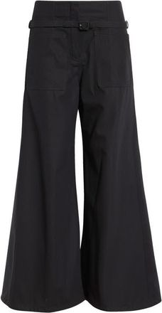 Courr&egrave;ges Cotton Canvas Palazzo Pants in Black at Nordstrom, Size 8 Us