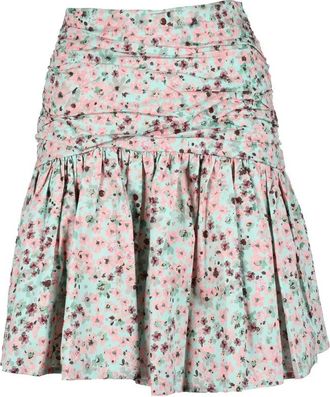 Weili Zheng Multicolor Floral Cotton Mini Skirt