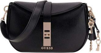 Guess Brooke Charm Schoudertas - Dames - Schoudertassen - Zwart - ONE Size - Leer - Tassen