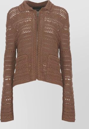 Fabiana Filippi crochet knit cardigan long sleeves sequins pockets