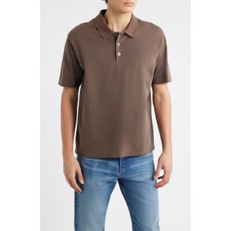 Frame Denim Washed Cotton Piqu&eacute; Polo in Antique Cafe at Nordstrom, Size Xx-Large