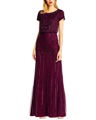 Adrianna Papell Beaded Blouson Gown