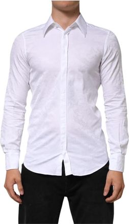 Dolce & Gabbana Martini Dress Shirt - Heren - Zakelijke Overhemden - Wit - XS - Katoen - Overhemden