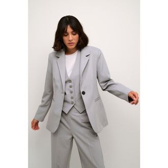Kaffe Sakura Single Breasted Blazer in Grey Melange at Nordstrom, Size 12