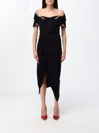 Vivienne Westwood Asymmetrical Cotton Midi Dress with a Boat Neckline