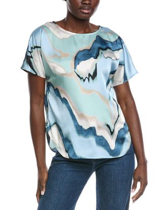 Anne Klein Bateau Neck Satin Blouse