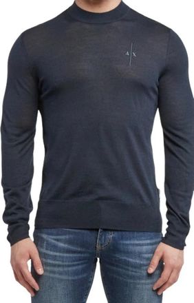 A|X Armani Exchange Sweaters - Heren - Ronde hals truien - Blauw - S - Wol - Truien & Vesten