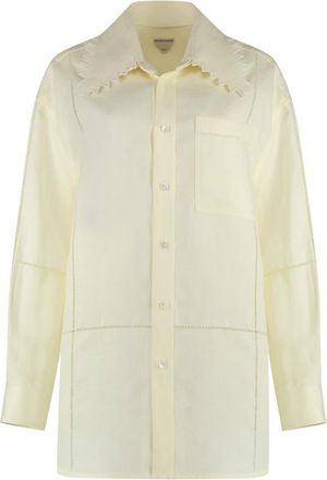 Bottega Veneta Linnen Overhemd - Dames - Overhemden - Geel - 3XS - Linnen - Overhemden