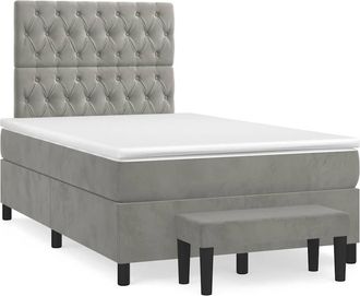 vidaXL Vidaxl - Cama Box Spring Con Colch&oacute;n Terciopelo Gris Claro 120x190 Cm