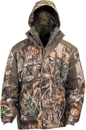 HOT SHOT Mens 3in1 Insulated Camo Hunting Parka, Waterproof, Removable Hood, Year Round Versatility - Green - Medium
